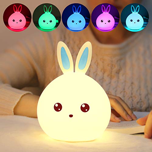 Light Touch Animal Night Niños, Linda Silicona LED Night, Kids Night Lights para Dormitorio, Recargable Gadget Creativo,Blueear