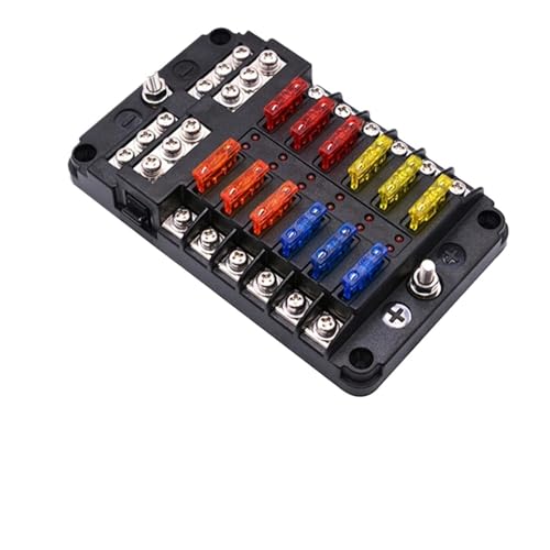 Boîte à fusibles 12 voies avec indicateur LED et couvercle plastique pour auto et bateau