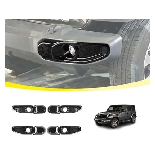 Pegatinas decorativas acabado fibra de carbono para faros antiniebla de Jeep Gladiator JT 2