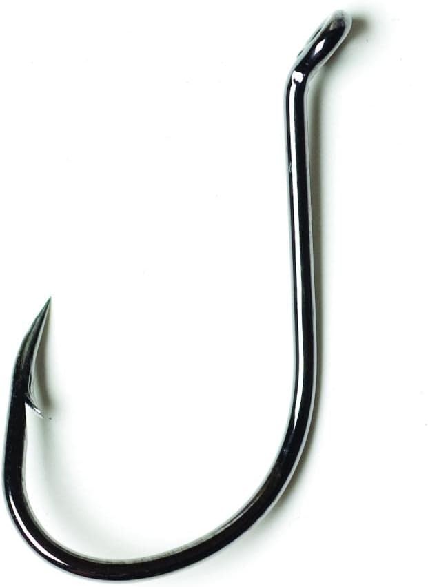 Eagle Claw Lazer Sharp Long Shank Octopus Hook, Offset Up Eye, Barbed, Size 7/0, Medium Wire, 19 Hooks, Platinum Black (L2BU-7/0)