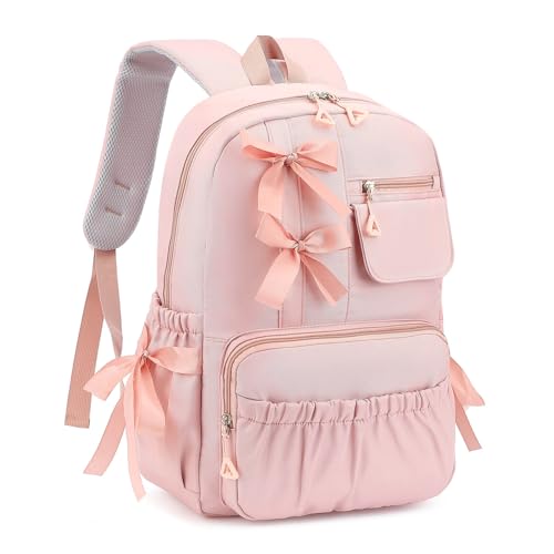 RTGNEI Kawaii Coquette Backpack with Bows for Girls School Bookbag