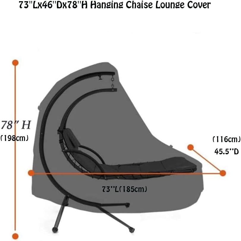 J&C Hanging Chaise Lounge Cover 73''Lx46''Dx78''H Outdoor Furniture Cover Gardon Sun Lounge Chair Protector for Outdoor Patio Furniture Sets (beige)