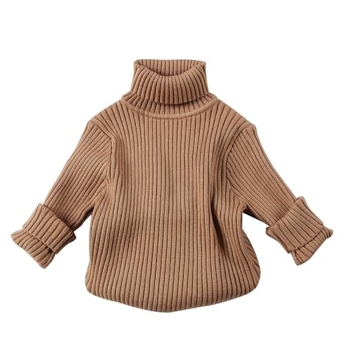 Boys Girls 2024 Winter Sweaters Oversized Turtleneck Long Sleeve Chunky Knitted Pullover High Neck Solid Tops