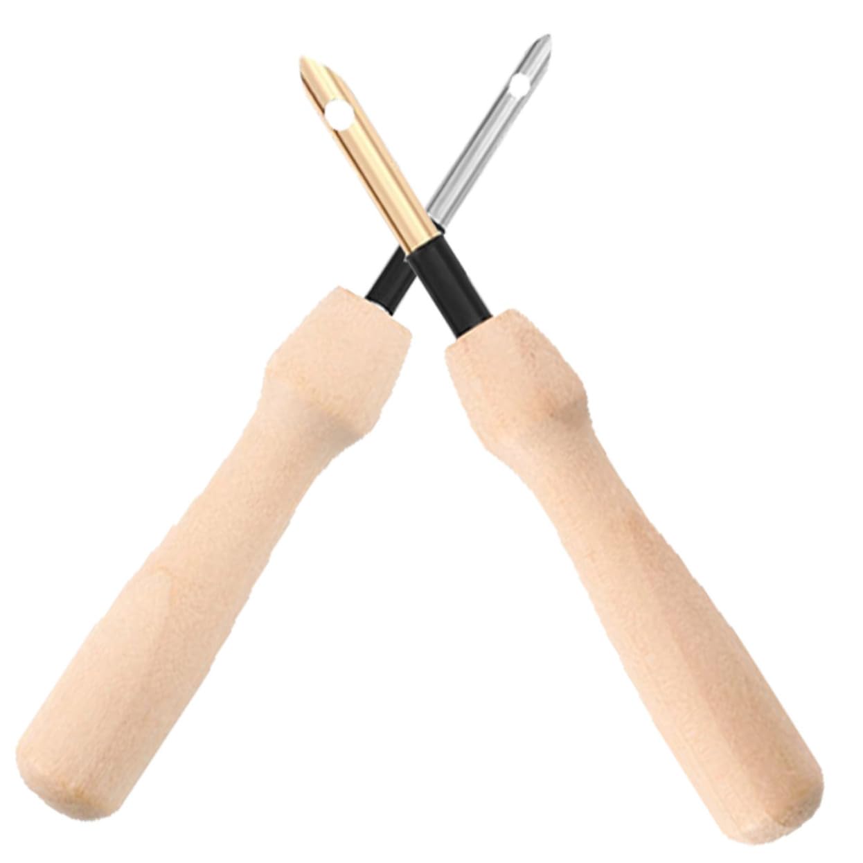 DOITOOL Wooden Handle Punch Needle for DIY Embroidery Comfortable Grip Easy Control
