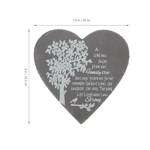 Piedra conmemorativa de pizarra Housoutil en forma de corazón para el jardín 3