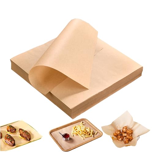 100 feuilles de papier cuisson antiadhésif - Papier sulfurisé alimentaire pour cuisine, air fryer, grill & friture - Papier cuisson air fryer universel pour emballage et cuisson (22 * 33CM)