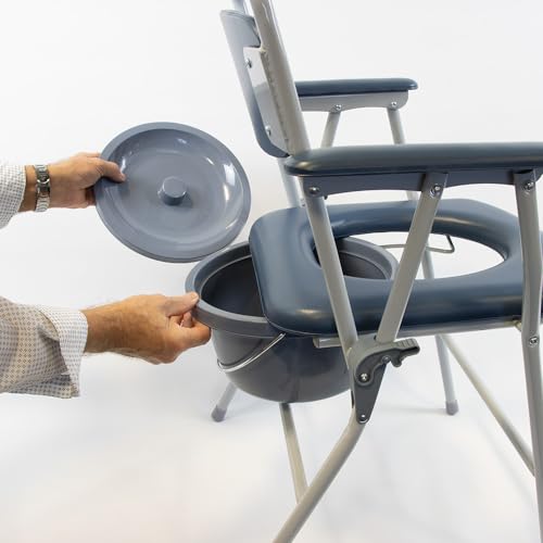 Chaise percée pliante pour senior avec assise rembourrée confortable