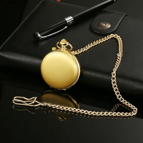 Image of BOSHIYA Smooth Quartz Pocket Watches for Men Multifunctional Chronograph Classic Vintage Mens Womens Pocket Watch with Chain Christmas Graduation Birthday Gifts Fathers Day