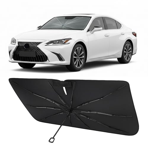 Image of Proadsy Custom Fit Windshield Sun Shade Umbrella for 2019-2025 Lexus ES | Advanced Ice Crystal Material, -54F Cooler, Zero-Gap Sunblock, Instant Setup & Foldable Design for Summer Parking, Daily Use