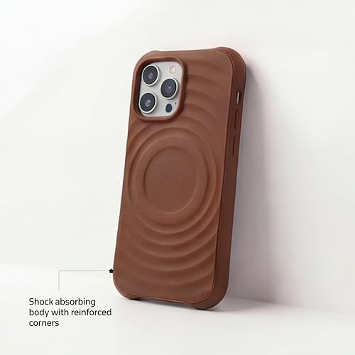 Image of amazon basics Shockproof Case for iPhone 12 Pro Max | Ripple Pattern | Camera Protection | Protective Cover with Enhanced Grip & Wireless Charging Support - Brown
