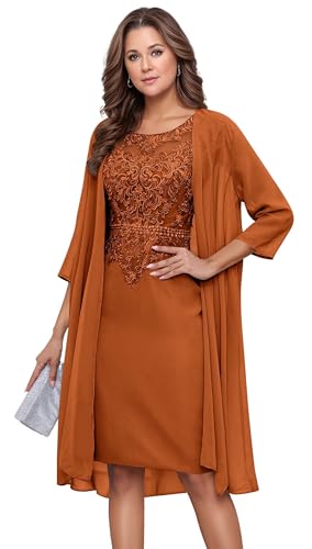 2 Pieces Mother of The Bride Dresses for Women with Jacket 3/4 Sleeve Lace Applique Chiffon Mermaid Formal Evening Dresses