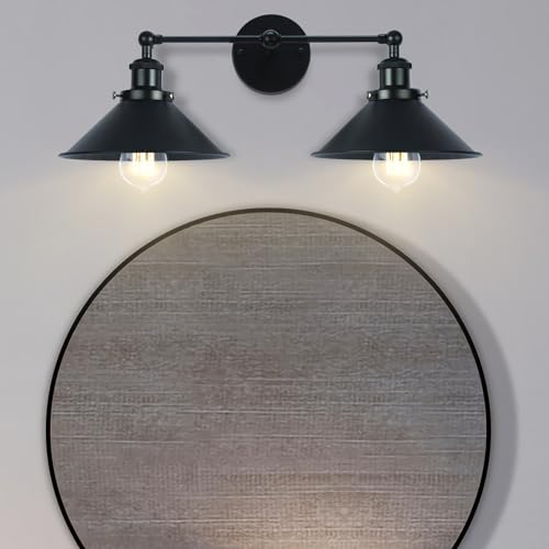 PUUPA 2 Lights Bathroom Vanity Light Fixture, Industrial Pipe Vintage