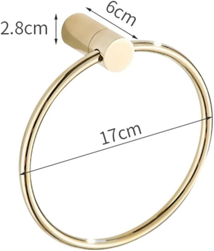 Bathroom Bath Towel Holder, Hand Towel Ring, Nordic Towel Ring, Simple Gold Full Copper Round Wall Hanger, Hand Towel Holder, Wall Mounted,Black Gold-No Punching (Light G