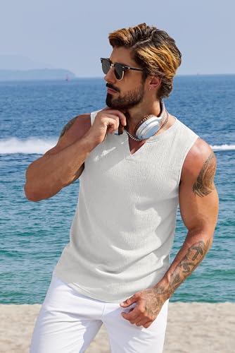coofandy men39s casual tank tops knit v neck sleeveless t shirts 2 pack summer beach lightweight muscle tee