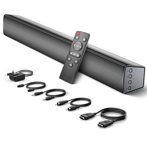 サウンドバー テレビ用 Bluetooth対応 スピーカー 音楽/ゲーム/映画 3つEQモード USB再生/AUX/光デジタル/HDMI（ARC）対応
