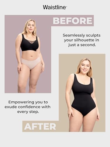 Women's Sleeveless Bodysuit - Seamless Tummy Control Shapewear Body Suit - Sculpting Snatched Waist Shaper (Black XXL)