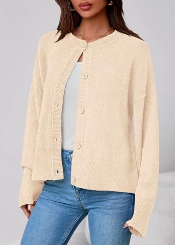 KIRUNDO Cardigan Sweaters for Women 2026 Fall Oversized Drop Shoulder Cream - image 7