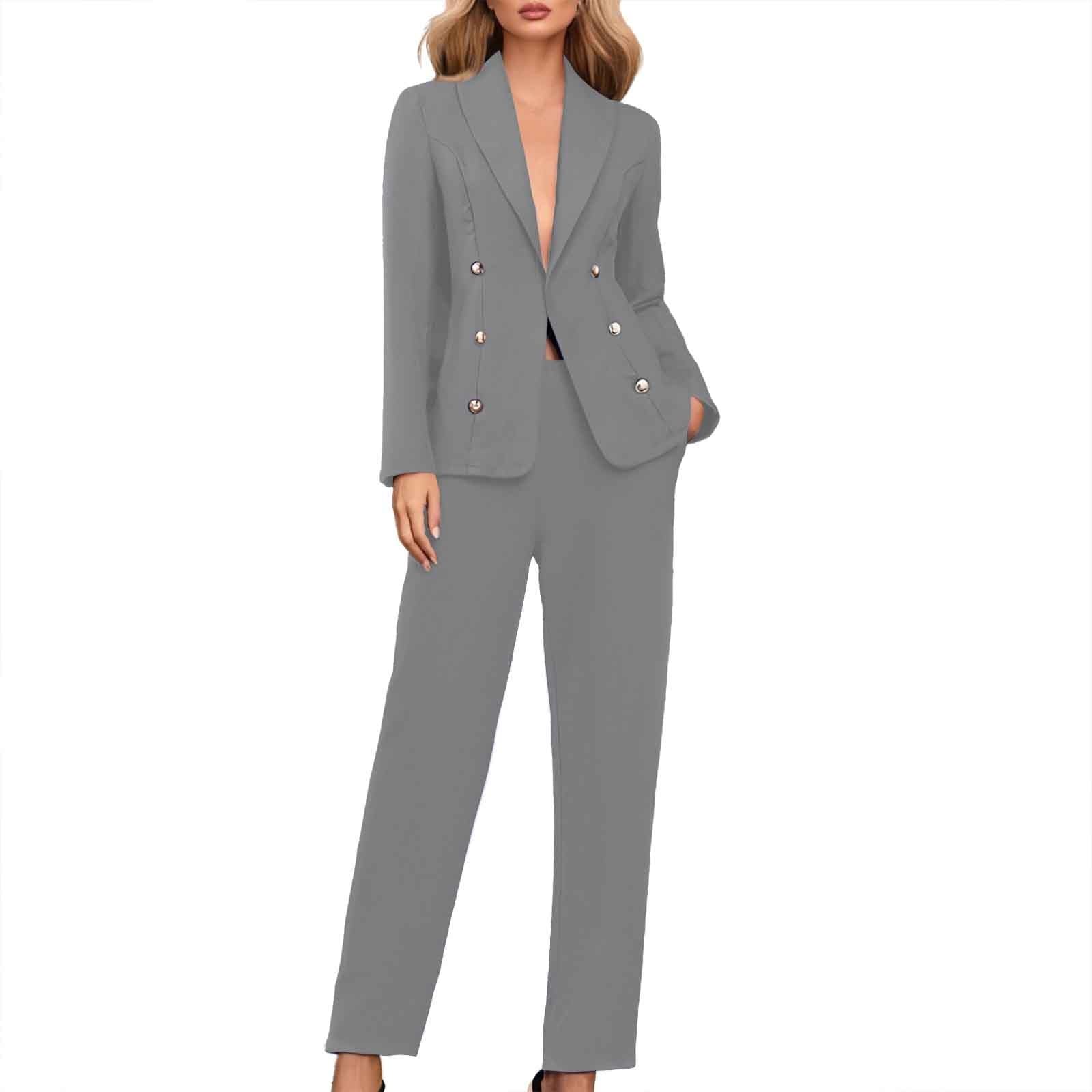 Générique Set di 2 pezzi da donna in cotone con top e pantaloni, set da jogging e relax, set coordinato a due pezzi, tuta sportiva a maniche lunghe A146
