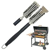 Grillbürste, Grillreinigungsbürste, Grill-Reinigungsbürste, Grill-Reinigungsbürste für den Außengrill | Außen-Grillschaber, Edelstahl-Borstenkopf, Zubehör d