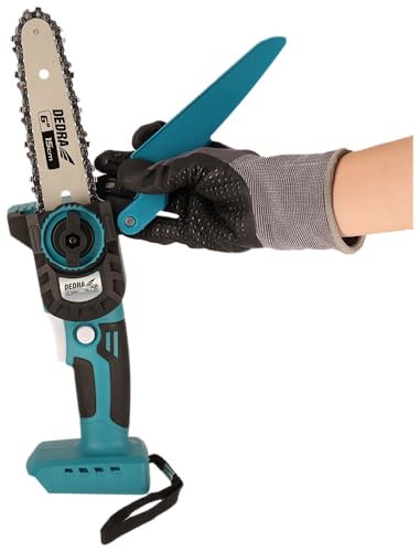 DEDRA Mini piła łańcuchowa 6", mała piła akumulatorowa 18 V, lekka konstrukcja i kompaktowy rozmiar, osłona łańcucha, grubość cięcia (do 140 mm), prędkość 8 m/s, wysoka prędkość obrotowa 5400 obr./min