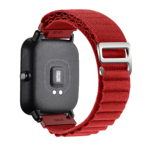Bracelet de montre 20 mm nylon rouge compatible Galaxy Watch et Huawei GT 3