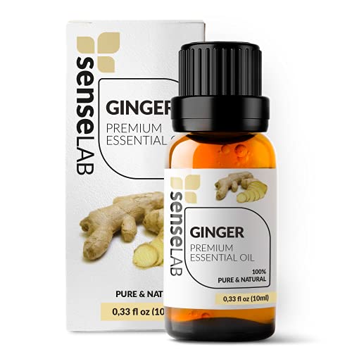 SenseLAB Indian Ginger Essential Oil - 100% Pure Extract Ginger Oils - Therapeutic Grade Essential Oils - Lymphatic Drainage Ginger Oil - Ginger Massage Oil - Hair Care Oil - Ginger Root Oil (10 ml)