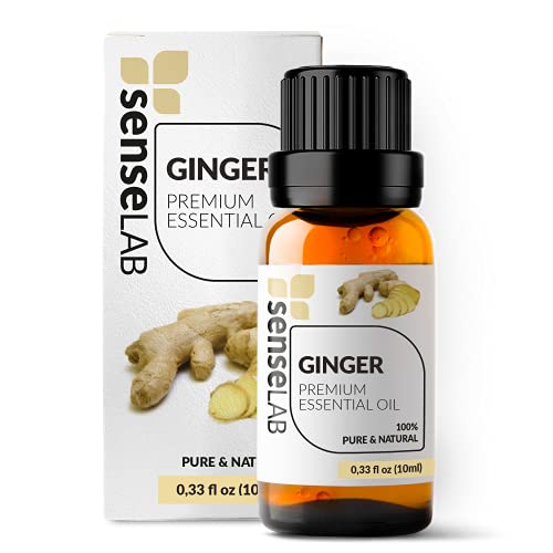 ginger root oil - SenseLAB Indian Ginger Essential Oil - 100 % Pure Extract Ginger Oils - Therapeutic Grade Essential Oils - Lymphatic Drainage Ginger Oil - Ginger Massage Oil - Hair Care Oil - Ginger Root Oil (10 ml)