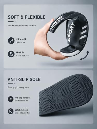 Image of Beach Pool Slides Sandals for Men,Bathroom Shower Shoes,Couple Slides Slippers Outdoor Indoor,Home House Slide Sandals