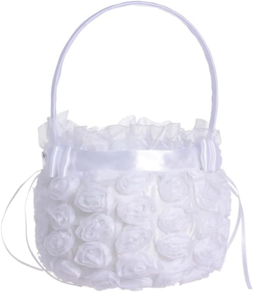 White European Bride Embroidery Basket Rose Decoration Lace Wedding Flower Girl Small Supplies