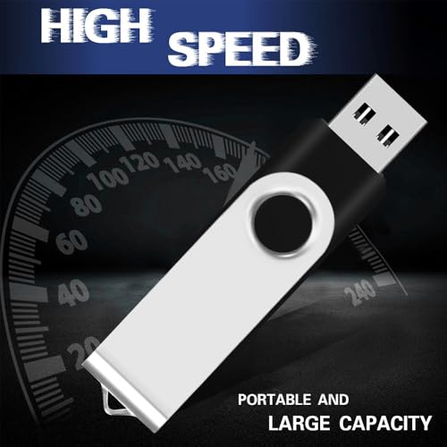 Image of 2-Pack of 32GB USB 2.0 FAT32 Flash Drive with 2 Type-C Adapters & Keychains | EASTBULL High Speed 32 GB Thumb Drives 360 Rotatable Swivel USB Drives (Black)