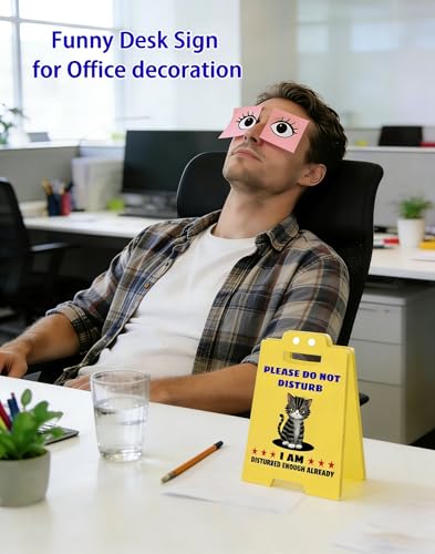 Funny Office Desk Signs - Funny Fun Gag Decor & Desk Accessories, Do Not Disturb Sign for Office Cubicle, Gift for Coworker, Boss Lady & Bosses Day Women Team Members — view 3