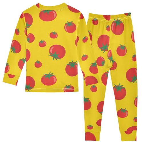 Pajama Sets Long Sleeve Tomato Pattern on Yellow Soft Comfy Sleepwear 2 Piece PJS 3-8T3