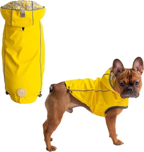 GF PET Reversible Elasto-Fit Raincoat for Dogs - Waterproof Lightweight Pet Rain Jacket - Reflective Safety Design - Comfortable, Easy On & Off - M, Yellow
