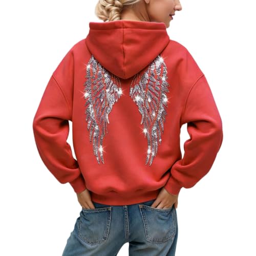 Sudadera holgada de mujer talla grande con estampado de alas Y2K