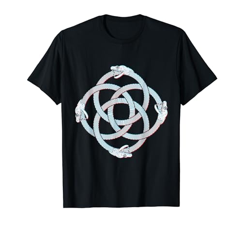 Ouroboros Arte Vikingo Azul y Rojo 4 Camiseta