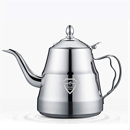 Verdickung Lebensmittelqualität 304 Edelstahl, Gas, Induktionsherd, Flacher Topf, Haushaltsteekanne (1,3 l), für Zuhause, Büro, Außenbereich
