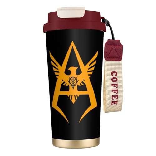 タンブラー ネオ ジオンガンダム コーヒーカップ 500ml コンビニカップ ストロー付き 蓋付き おしゃれ 水筒 魔法瓶 マグカップ 316ステンレス製 保温保冷 大容量 ストラップ付き プレゼント