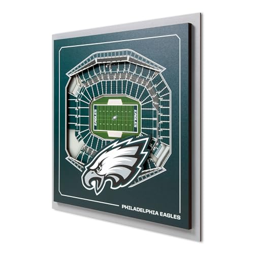 YouTheFan Officially-licensed NFL Philadelphia Eagles Stadium Series 3D Wall Art - multi-layer team stadium replica detailed sports fan gift indoor decor