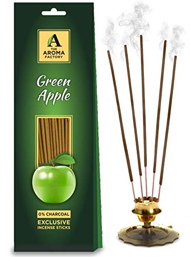 The Aroma FactoryAgarbatti for Pooja - Green Apple Fragrance Incense Stick Herbal Stick for Home with Low and No Charcoal (Pack of 1 x 30 Sticks)