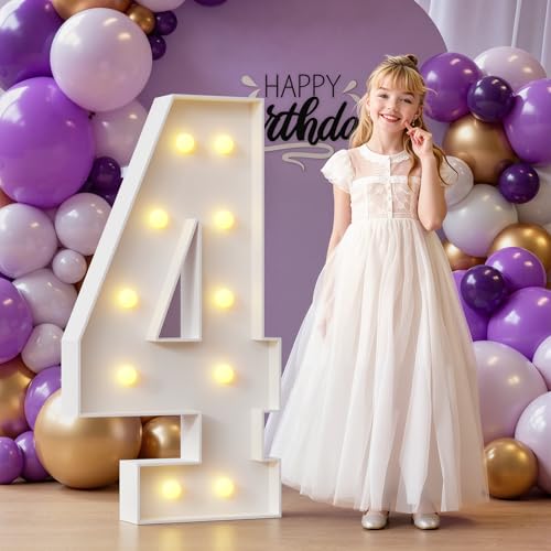 Chiffre 4 lumineux pour réussir votre décoration d'anniversaire géante et chaleureuse