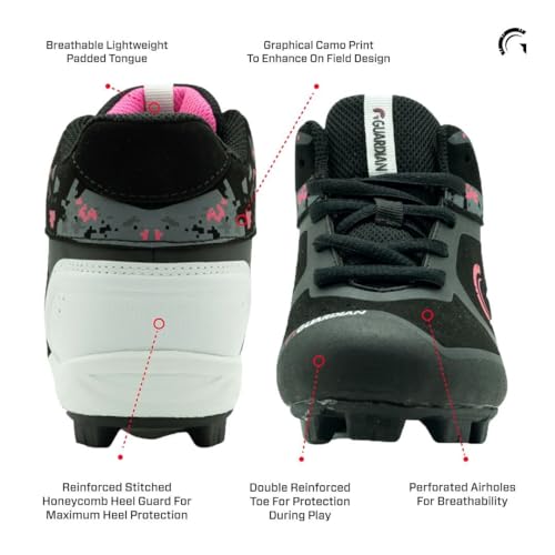 image for Guardian Baseball Youth High Top Baseball Cleats for Boys and Girls So