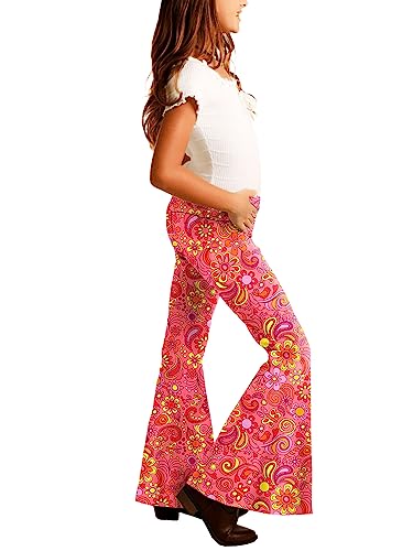 Image of Deerose Girls Halloween Hippie Bell Bottom Pants High Waist Flare Pants 5-14 Years