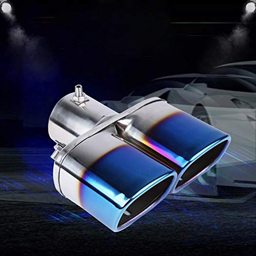 Image of Oshotto Stainless Steel SS-010-BLUE Car Exhaust Tailpipe Dual Pipe Cover Compatible with Maruti Suzuki Brezza - Multicolor