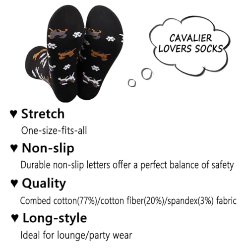 G2TUP 2 Pair Cavalier King Charles Spaniel Lover Gift Cavalier Mom Socks Cavalier King Charles Spaniel Dog Owner Socks3