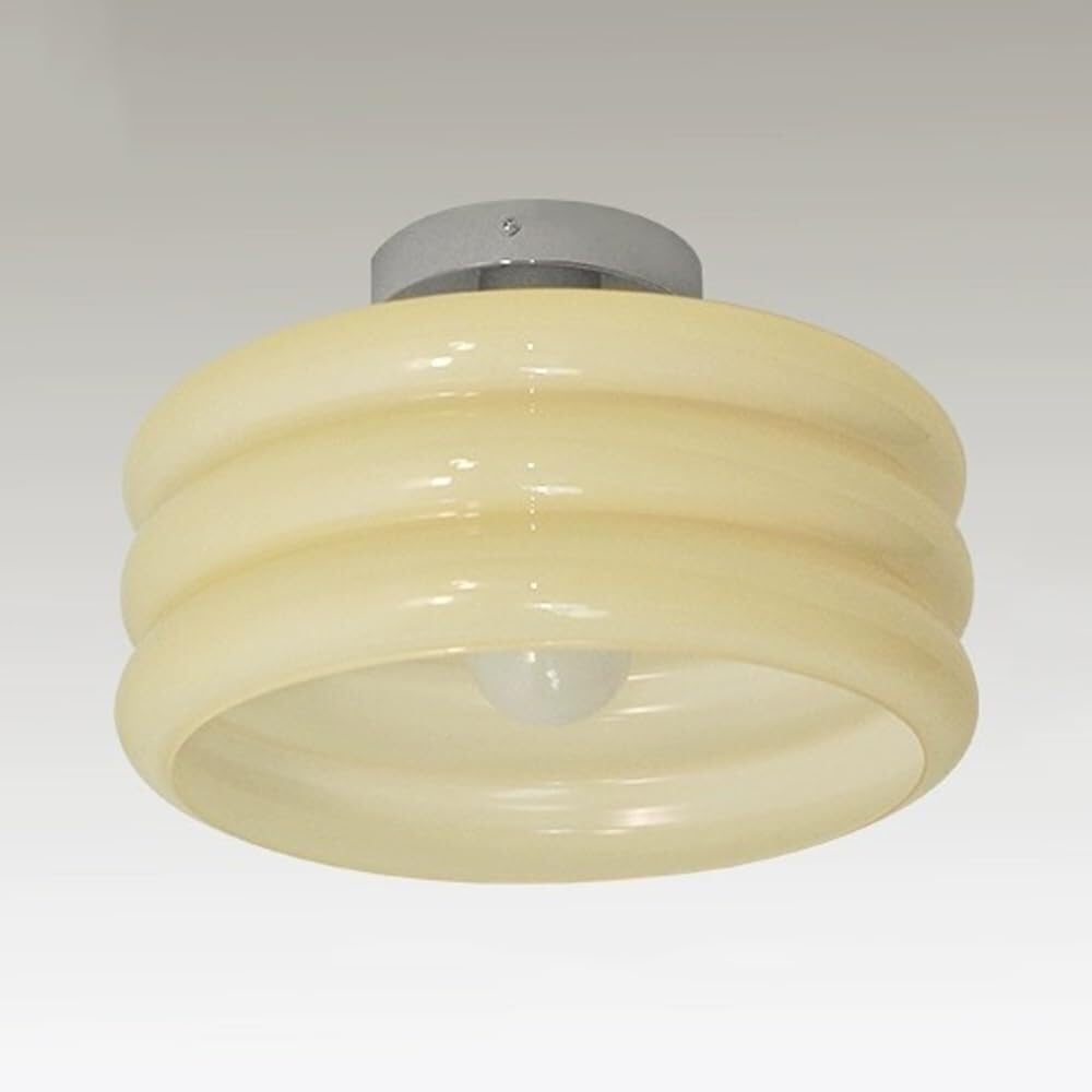 LYMSXAZOU Semi Flush Mount Ceiling Light Modern Cream Glass Lamp Cylinder Medieval Fixture 11.8 Inch Drum Shape Lighting Hallway Entryway Balcony