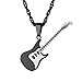 Produktbild PROSTEEL Herren Halskette schwarz Edelstahl Gitarre Anhänger mit 3mm 60cm Singapurkette Trendig Schmuck Geschenk für Männer Jungen Musik Liebhaber