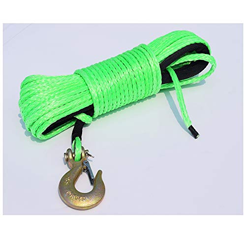 6mm * 15m verde sintético torno de cable amp; 1/4 Hook, Line ATV del torno, torno de cable Barco,Alta Intensidad
