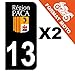 Supstick 2 Stickers Autocollants Plaques Immatriculation Moto Dept 13 Paca Noir 2 Angles Arrondis