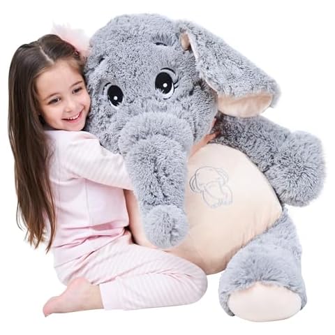 IKASA Giant Elephant Stuffed Animal Plush Toys Soft Gifts (Gray, 39 inches) Cover