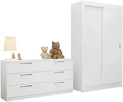 Conjunto Quarto Infantil com Guarda Roupa 2 Portas e Cômoda Madesa​